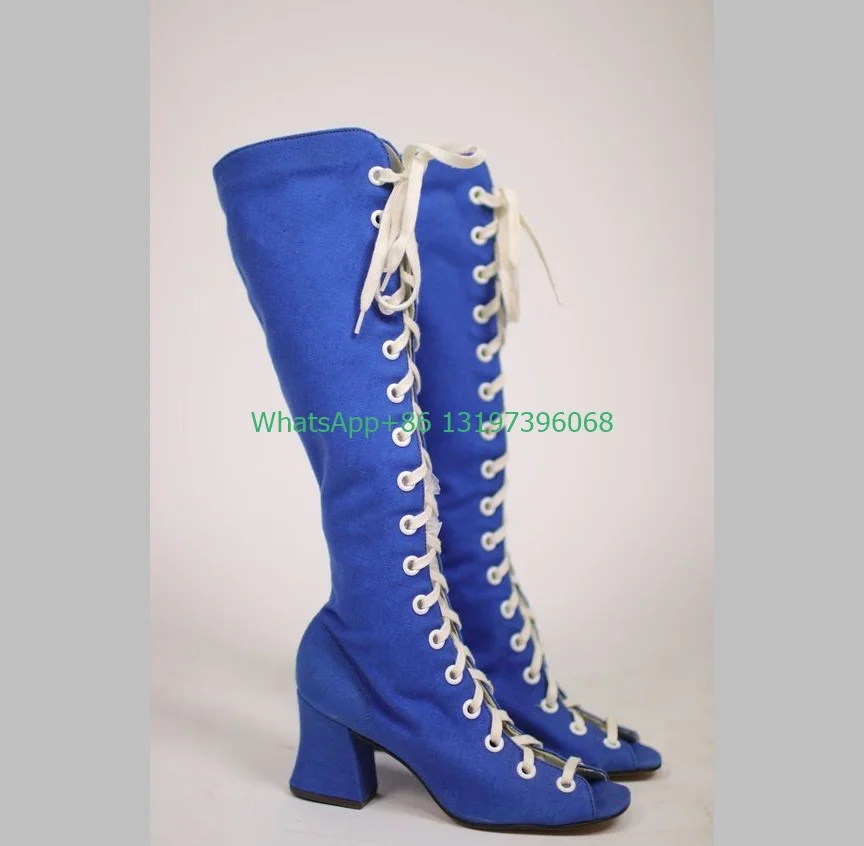 Lady cowboy blue lace-up knee boots peep toe gothic blue color punk dress boots size 35-46 new arrive chunky heel boots footwear
Lady cowboy blue lace-up knee boots peep toe gothic blue color punk dress boots size 35-46 new arrive chunky heel boots footwear