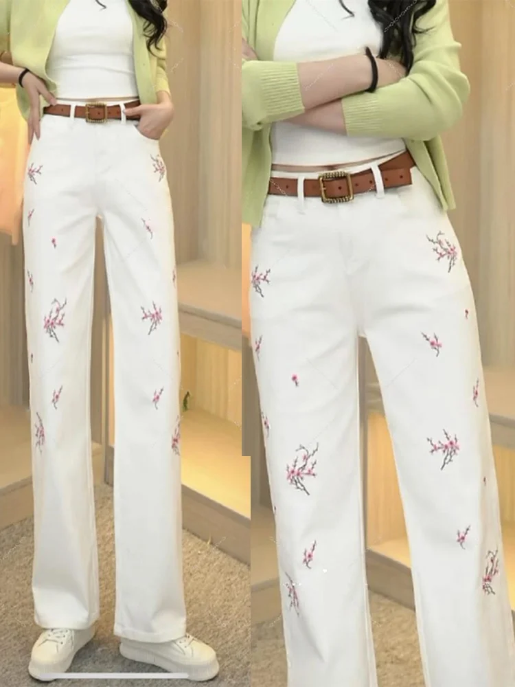 Chinese Style Plum Blossom Embroidery High Waist Slim Fit Straight Leg Narrow Version Jeans Cotton Polyester Blend Summer Spr...
Chinese Style Plum Blossom Embroidery High Waist Slim Fit Straight Leg Narrow Version Jeans Cotton Polyester Blend Summer Spr...