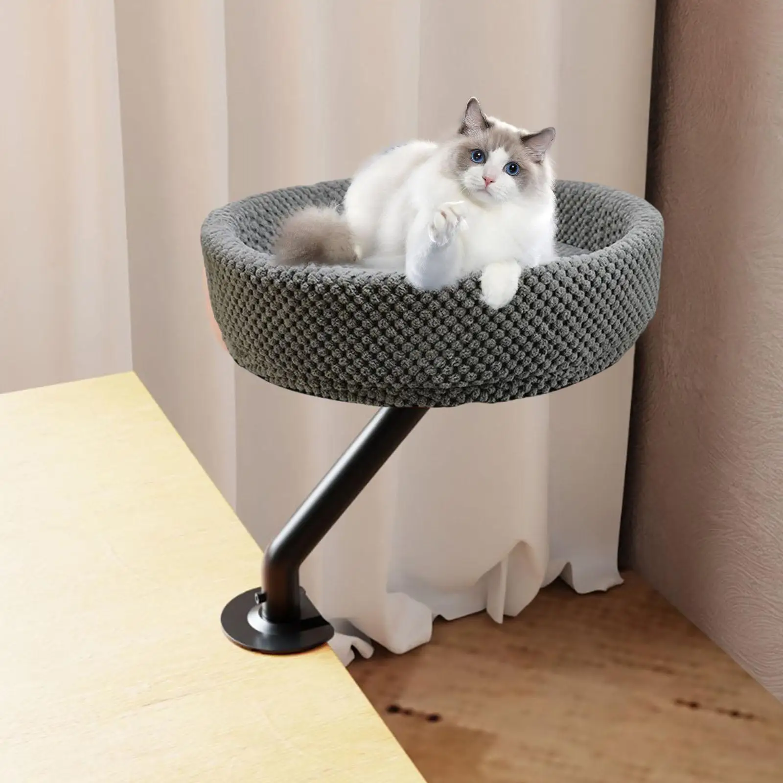 Cat Nest with Rotatable Elevated 360° Rotating Cat Desk Perch Cat Desk Hammock Desk Kitten Nest for Office Indoor Cats Kitten
Cat Nest with Rotatable Elevated 360° Rotating Cat Desk Perch Cat Desk Hammock Desk Kitten Nest for Office Indoor Cats Kitten