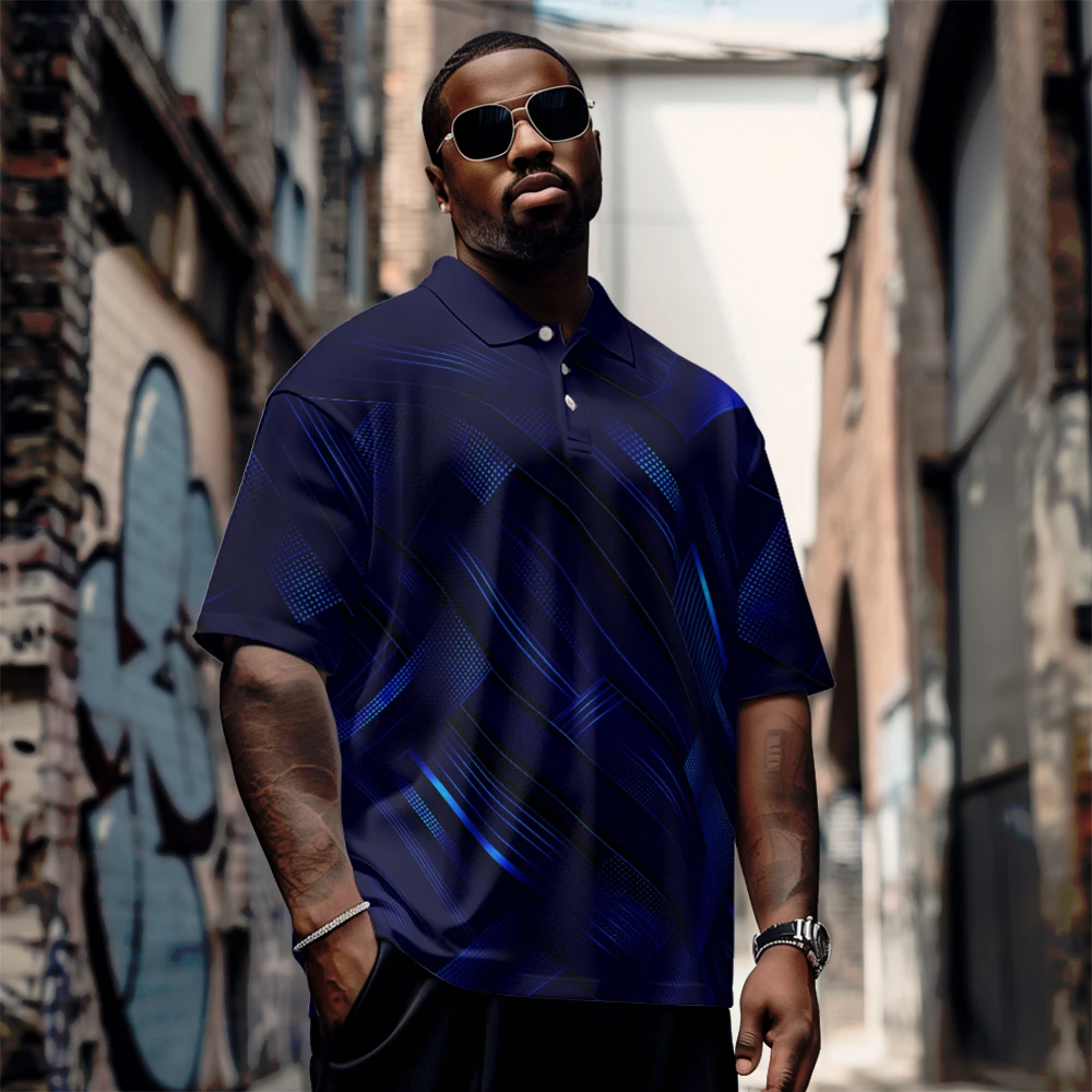 Large men's summer short sleeved lapel Simple blue short-sleeved shirt Daily casual button polo shirt
Large men's summer short sleeved lapel Simple blue short-sleeved shirt Daily casual button polo shirt