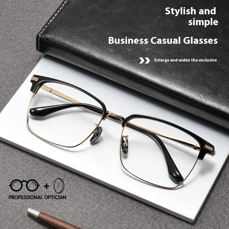 Fashion Big Face Men's Frame Ultra-light Pure Titanium Myopia Glasses Frame Sven Black Gold Eyebrow Line Large Frame Glasses
Fashion Big Face Men's Frame Ultra-light Pure Titanium Myopia Glasses Frame Sven Black Gold Eyebrow Line Large Frame Glasses