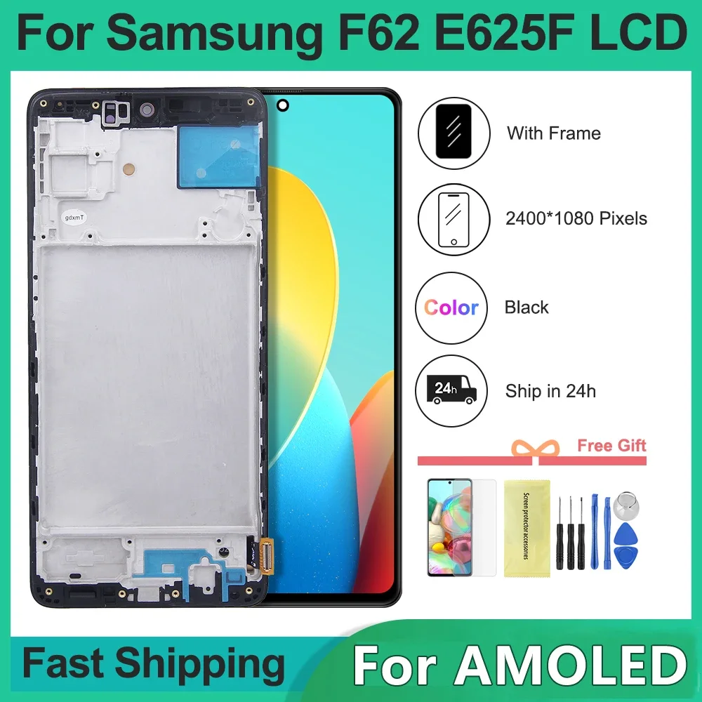 6.7'' AMOLED For Samsung M62 SM-M625F LCD Display Touch Screen Digitizer Assembly for Samsung F62 SM-E625F Display With Frame
6.7'' AMOLED For Samsung M62 SM-M625F LCD Display Touch Screen Digitizer Assembly for Samsung F62 SM-E625F Display With Frame