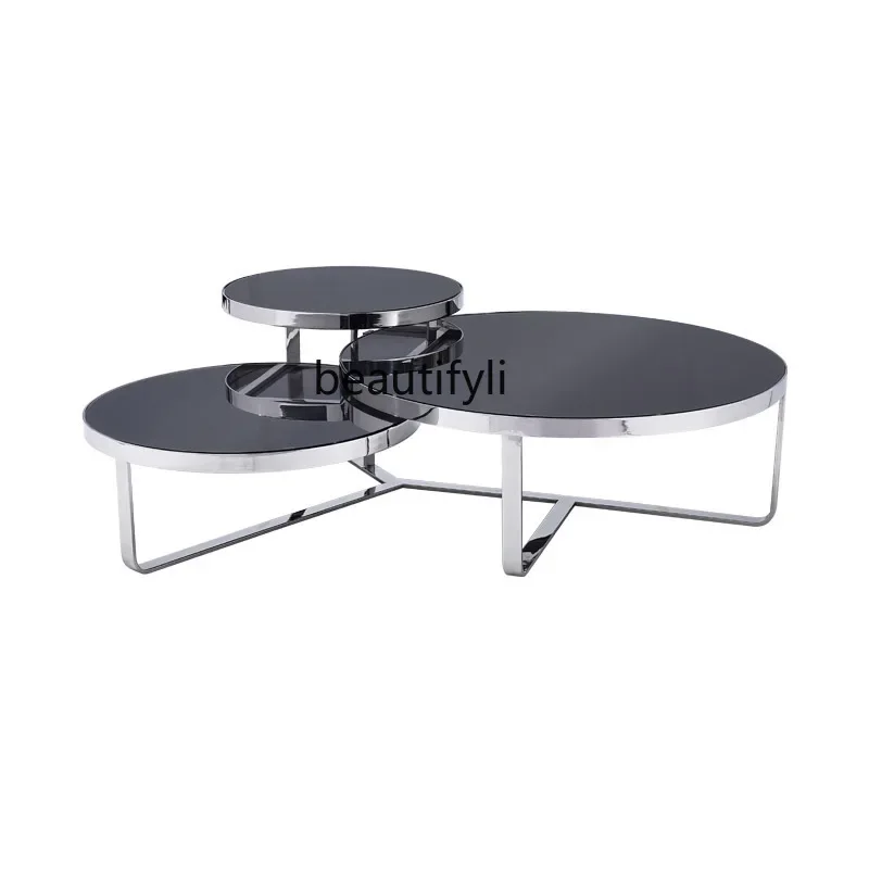 X0 Italian minimalist stainless steel round coffee table living room tempered glass light luxury high-end designer
X0 Italian minimalist stainless steel round coffee table living room tempered glass light luxury high-end designer