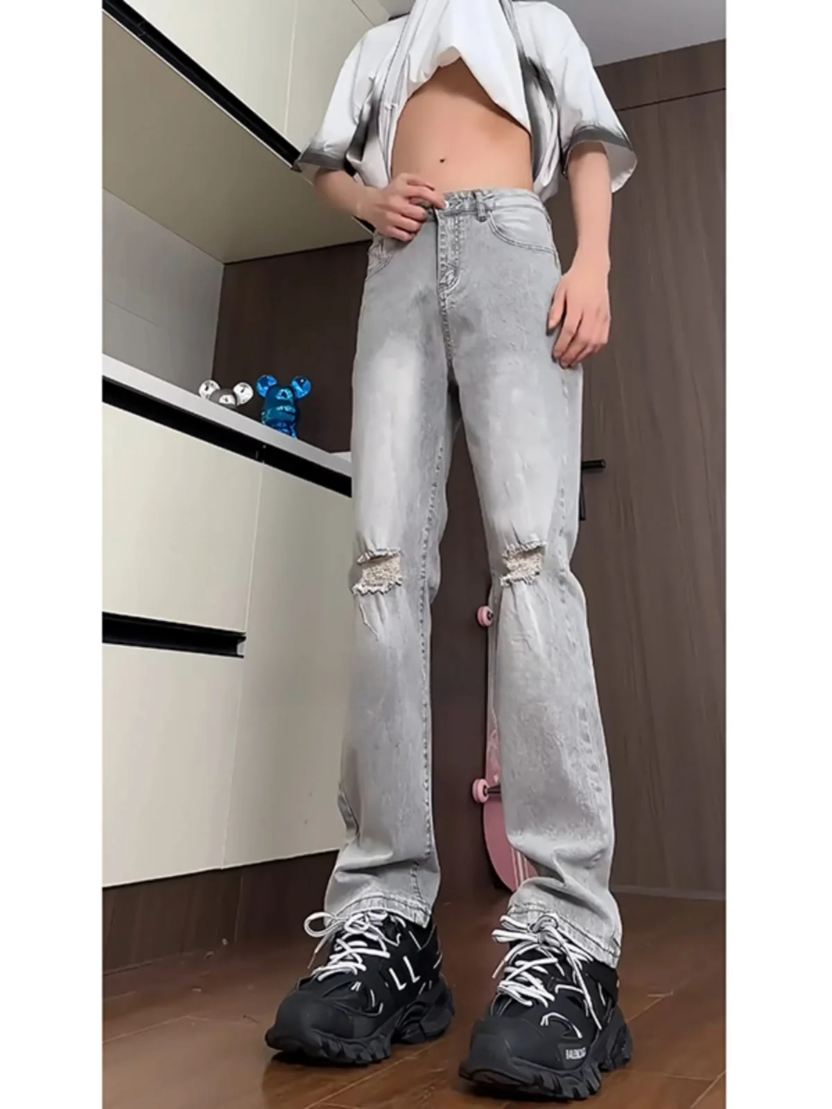 ey Cement e Hole Punch Jeans Men's Summer Tall Extended Length Straight Leggings Cleanfit Raise Straight Long Pants
ey Cement e Hole Punch Jeans Men's Summer Tall Extended Length Straight Leggings Cleanfit Raise Straight Long Pants