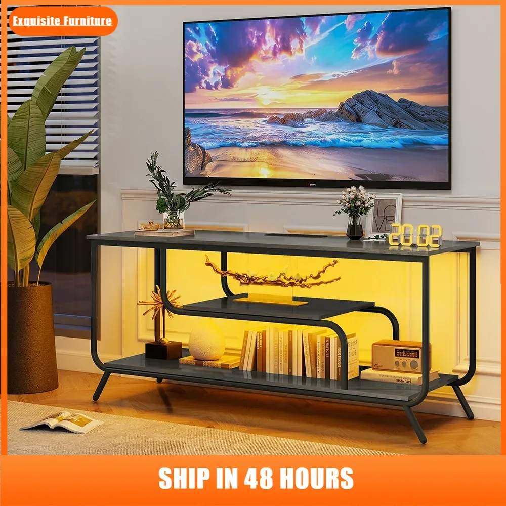 TV Stand with Power Outlets and LED Lights - TV Stand for TVs up to 55 Inch, Entertainment Center with Storage for Living Room
TV Stand with Power Outlets and LED Lights - TV Stand for TVs up to 55 Inch, Entertainment Center with Storage for Living Room