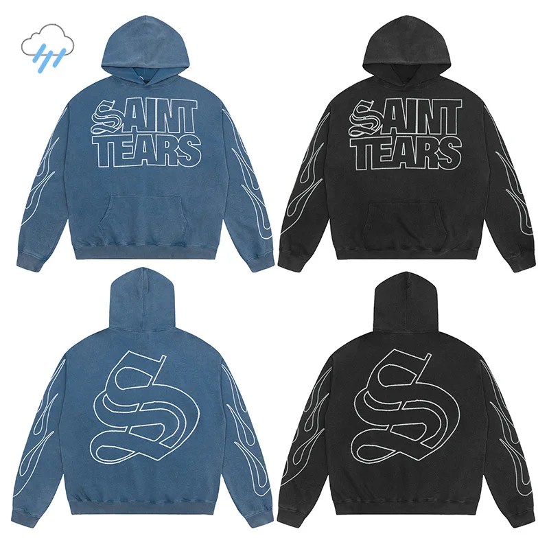 Vintage Washed Black Blue 100% Cotton Saint Tears Hoodie Men Women Hip Hop Oversized Hooded Classic Letters Logo Print Pullovers
Vintage Washed Black Blue 100% Cotton Saint Tears Hoodie Men Women Hip Hop Oversized Hooded Classic Letters Logo Print Pullovers