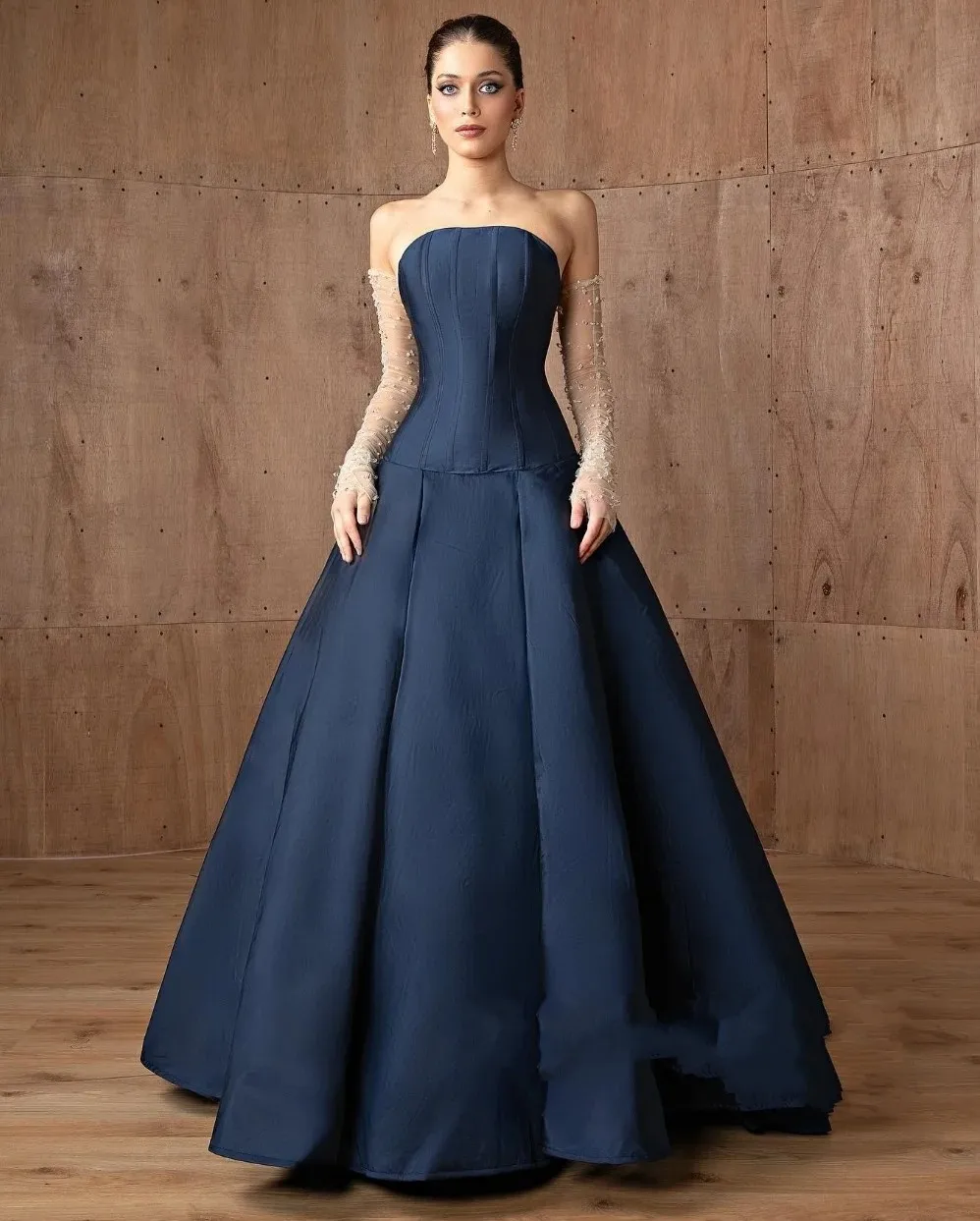 Classic Exquisite Navy Blue Evening Celebrity Dress Strapless Sleeveless Satin Pleats A-line Prom Formal Gowns Robe De Soiree
Classic Exquisite Navy Blue Evening Celebrity Dress Strapless Sleeveless Satin Pleats A-line Prom Formal Gowns Robe De Soiree