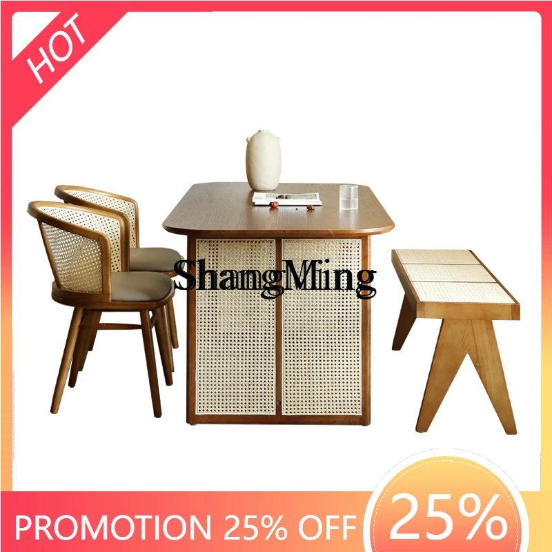 CL wood dining table household small apartment wabi-sabi wind rattan dining table and chair combination
CL wood dining table household small apartment wabi-sabi wind rattan dining table and chair combination