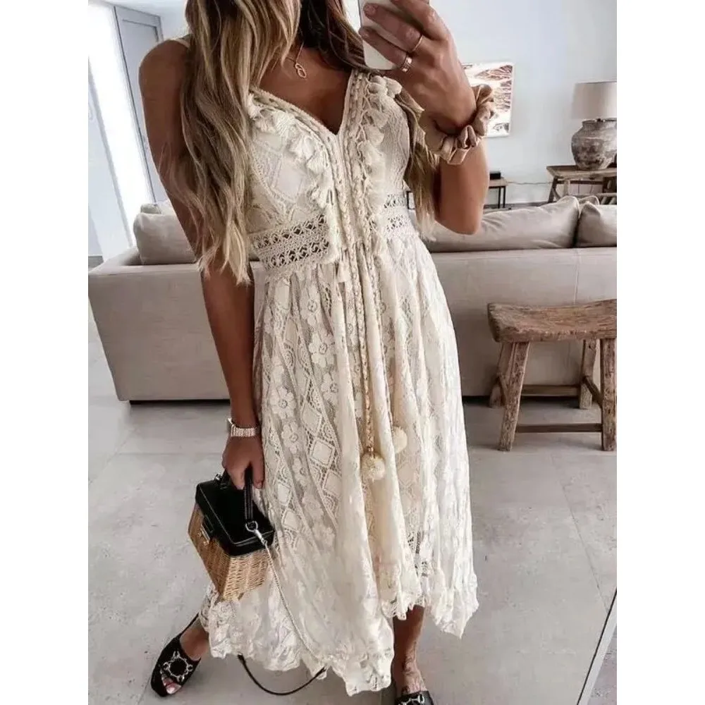 Летнее женское платье с V-образным вырезом и кружевными вставками, модель Cleanfit H-образного кроя для женщин среднего возраста, 100% льняная ткань, Ciwalk
Летнее женское платье с V-образным вырезом и кружевными вставками, модель Cleanfit H-образного кроя для женщин среднего возраста, 100% льняная ткань, Ciwalk