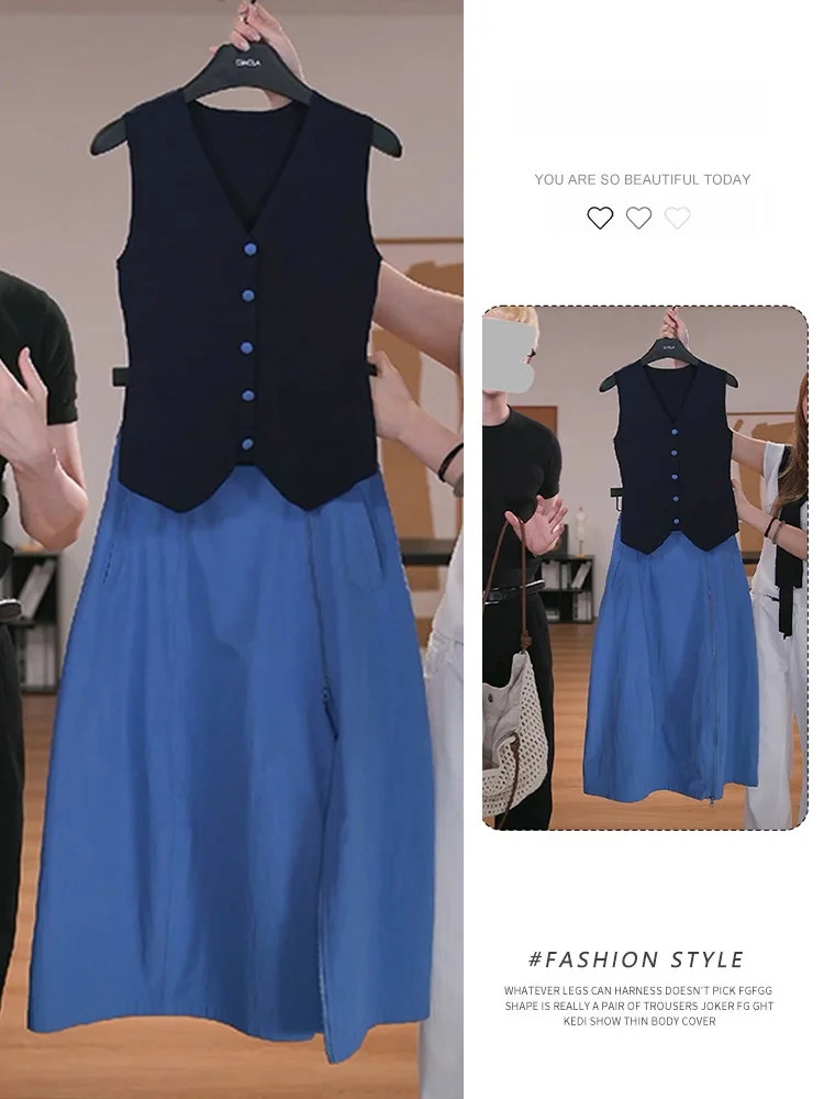 Blue Island Cloud Fashion Summer Casual Slimming Sleeveless Knitted Top High Waist Skirt Set Breathable Mid-weight Polyester
Blue Island Cloud Fashion Summer Casual Slimming Sleeveless Knitted Top High Waist Skirt Set Breathable Mid-weight Polyester