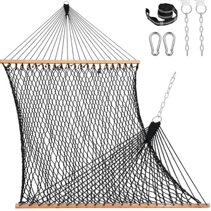 Outdoor 12ft double rope hammock for 2 people, hand-woven cotton, natural beige, ultra-durable 450 lbs capacity with spreader b
Outdoor 12ft double rope hammock for 2 people, hand-woven cotton, natural beige, ultra-durable 450 lbs capacity with spreader b