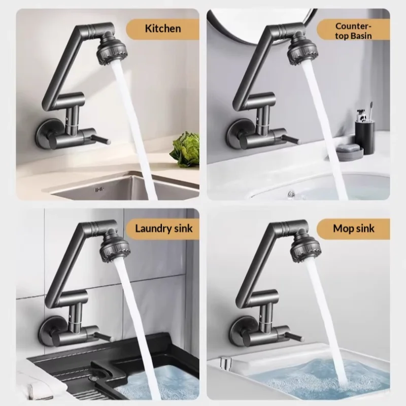 Mechanical Arm Swivel Faucet, Wall Mounted Single Cold Kitchen Sink Tap, 360° Rotating Water Tap for Laundry Basin, Wash Bowl
Mechanical Arm Swivel Faucet, Wall Mounted Single Cold Kitchen Sink Tap, 360° Rotating Water Tap for Laundry Basin, Wash Bowl