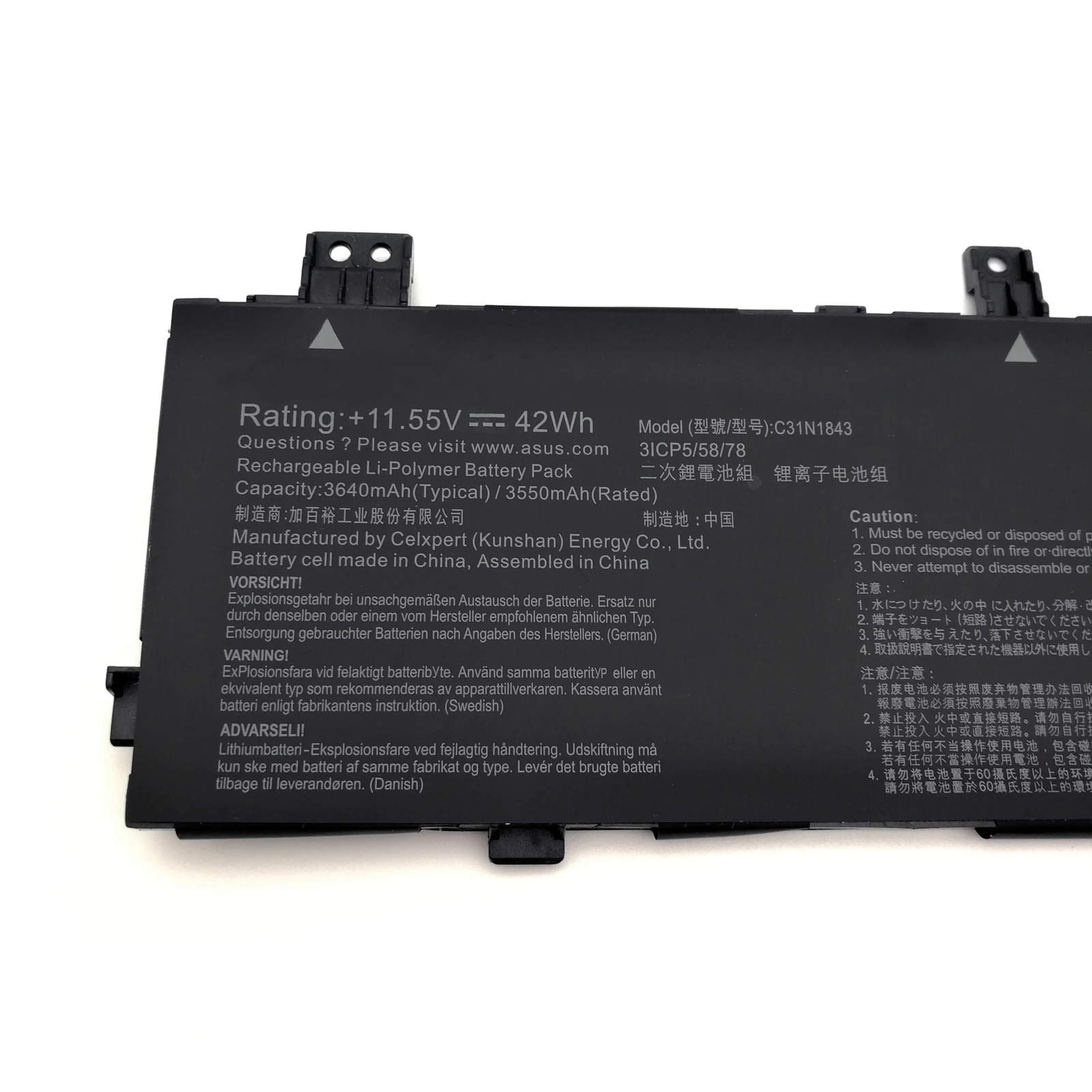 C31N1843 Laptop Battery For Asus VivoBook S15 S532 S532FL Series S14 S432 S432FA Series X432FA X532FA 0B200-03430000 11.55V 42Wh
C31N1843 Laptop Battery For Asus VivoBook S15 S532 S532FL Series S14 S432 S432FA Series X432FA X532FA 0B200-03430000 11.55V 42Wh