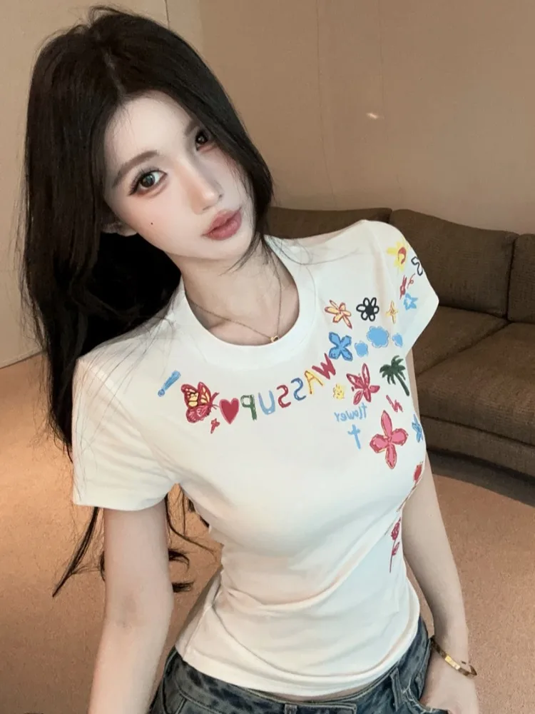 Korean Style Slim Fit Short Sleeve T-Shirt Women's Summer Print round Neck Casual Fashionable Top Sweet Style Citywalk Cool S...
Korean Style Slim Fit Short Sleeve T-Shirt Women's Summer Print round Neck Casual Fashionable Top Sweet Style Citywalk Cool S...