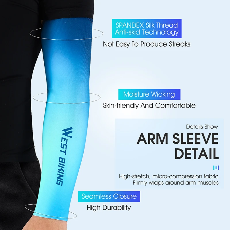 WEST BIKING Summer Cool Arm Sleeves Gradient Color Fitness Fishing Sunscreen Sleeve Quick Dry Elastic Ice Silk Cycling Equipment
WEST BIKING Summer Cool Arm Sleeves Gradient Color Fitness Fishing Sunscreen Sleeve Quick Dry Elastic Ice Silk Cycling Equipment