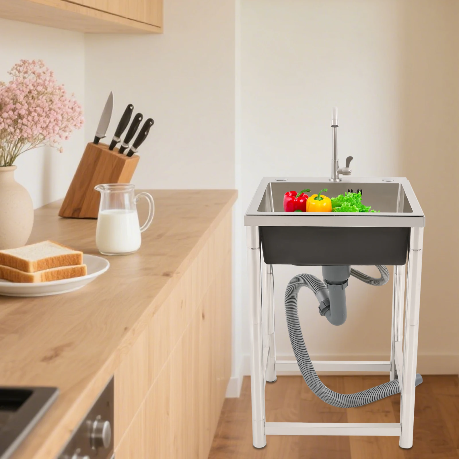 Stainless Steel Sink Free Standing Utility Sink Free Standing for Utility Room Garage Basement Outdoor and Indoor, 45*41*75cm
Stainless Steel Sink Free Standing Utility Sink Free Standing for Utility Room Garage Basement Outdoor and Indoor, 45*41*75cm