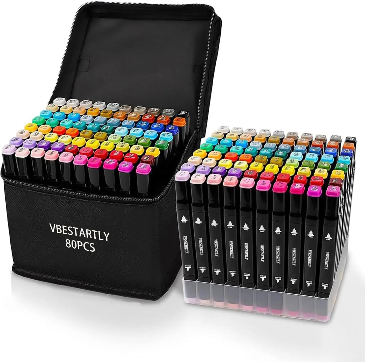 80 Colors Alcohol Markers with Base, Dual Tip Art Markers for Adults Anime Coloring Sketch Illustrations, Refillable
80 Colors Alcohol Markers with Base, Dual Tip Art Markers for Adults Anime Coloring Sketch Illustrations, Refillable