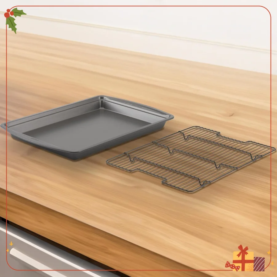 15x10.5" Non-Stick Baking Pan w/Rack - Oven Pizza Tray, Bacon Sheet & Cooling Rack
15x10.5" Non-Stick Baking Pan w/Rack - Oven Pizza Tray, Bacon Sheet & Cooling Rack
