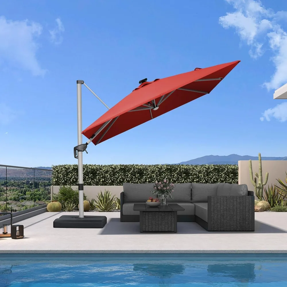 Patio Umbrella with base 9 Feet Outdoor Square Cantilever Umbrella Solar Powered LED with 360-degree Rotation, Customized
Patio Umbrella with base 9 Feet Outdoor Square Cantilever Umbrella Solar Powered LED with 360-degree Rotation, Customized
