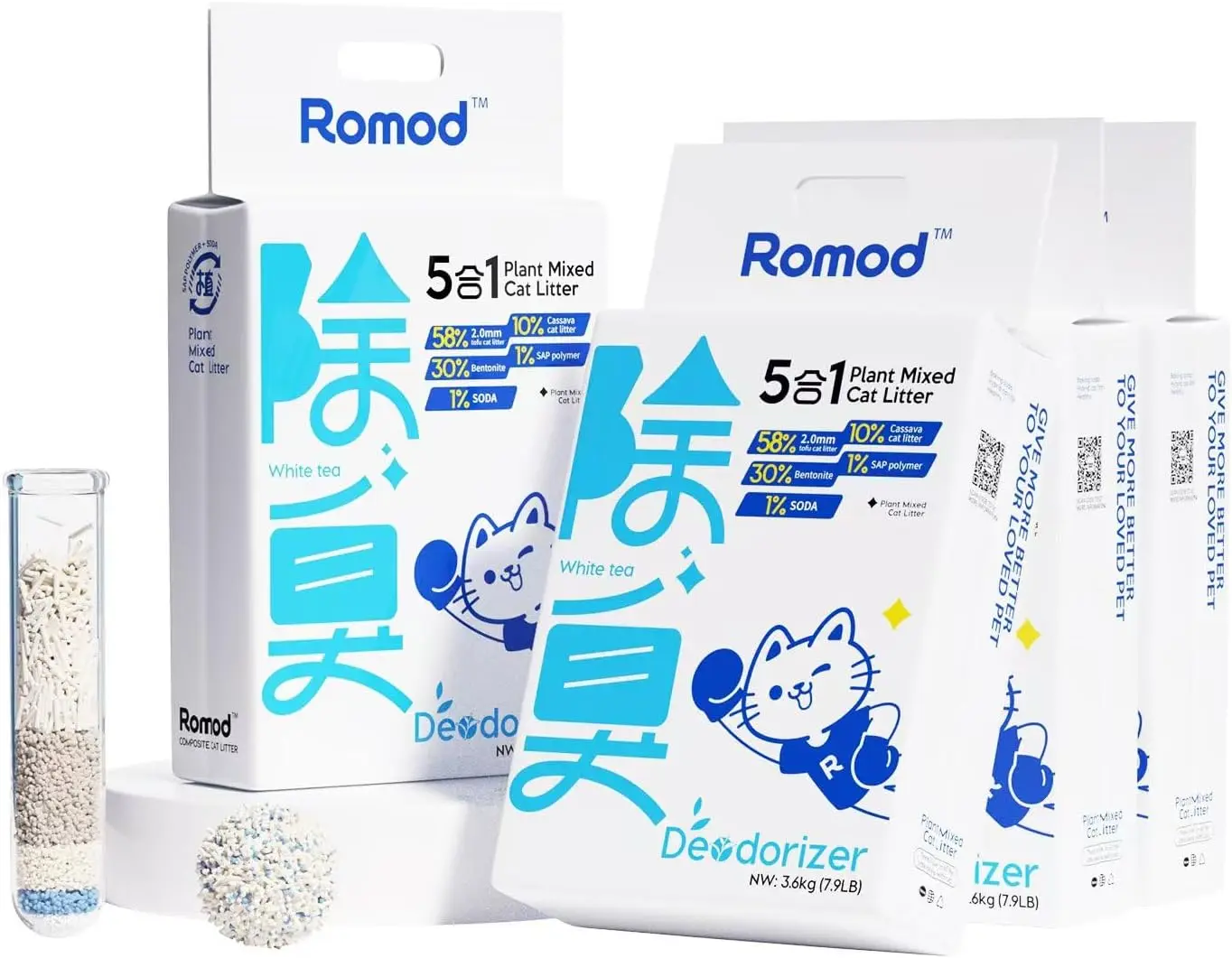 Набор из 4 кошачьих туалетов 5-в-1: тофу, касава, бентонита, сода для выпечки и SAP для быстрого сброса и контроля запаха.
Набор из 4 кошачьих туалетов 5-в-1: тофу, касава, бентонита, сода для выпечки и SAP для быстрого сброса и контроля запаха.