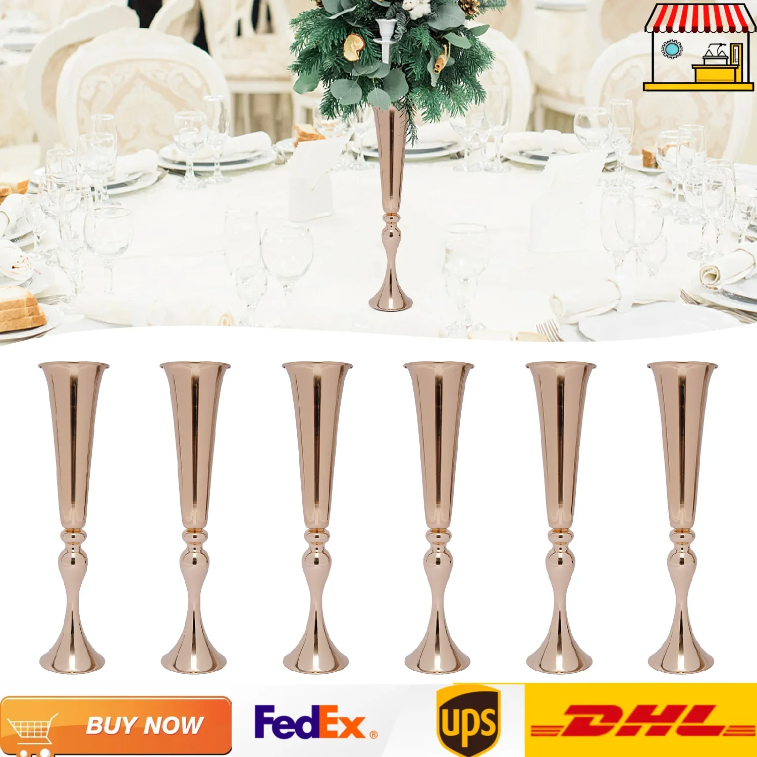 6 PcsWedding Centerpieces for Table 22" Tall Metal Flower Vases Holder for Wedding Anniversary Party Home Decoration Rose Gold
6 PcsWedding Centerpieces for Table 22" Tall Metal Flower Vases Holder for Wedding Anniversary Party Home Decoration Rose Gold