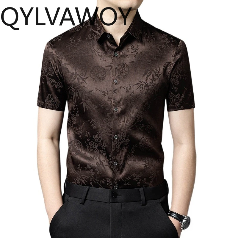QYLVAWOY 90.8% Mulberry Silk Men's Shirts Summer Lapel Tops Short Sleeve Shirt Thin Shirts for Man Menswear Clothing High-end
QYLVAWOY 90.8% Mulberry Silk Men's Shirts Summer Lapel Tops Short Sleeve Shirt Thin Shirts for Man Menswear Clothing High-end