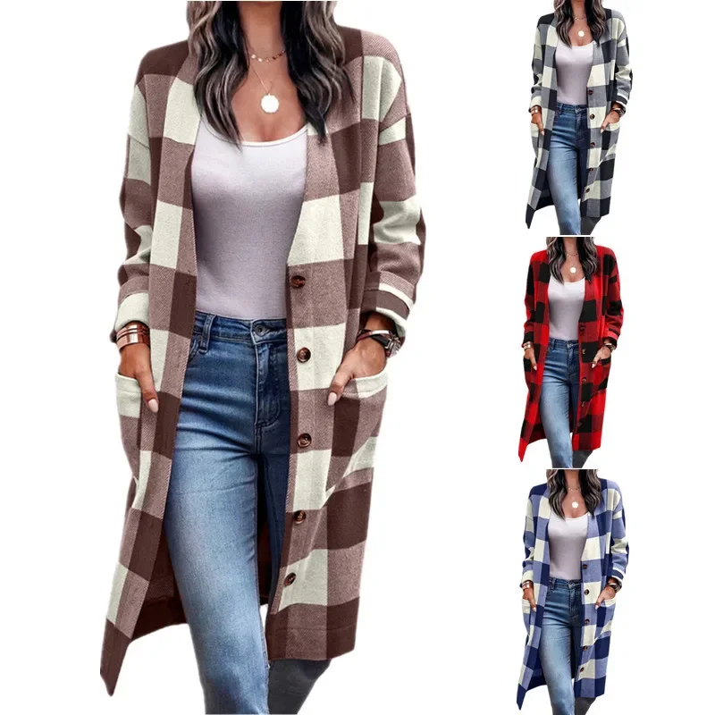 New Autumn/Winter 2022 Baggy Plaid Cardigan Jacket With Buckle Pockets Long Half-Neck Jacket Christmas Holiday Style Jacket
New Autumn/Winter 2022 Baggy Plaid Cardigan Jacket With Buckle Pockets Long Half-Neck Jacket Christmas Holiday Style Jacket