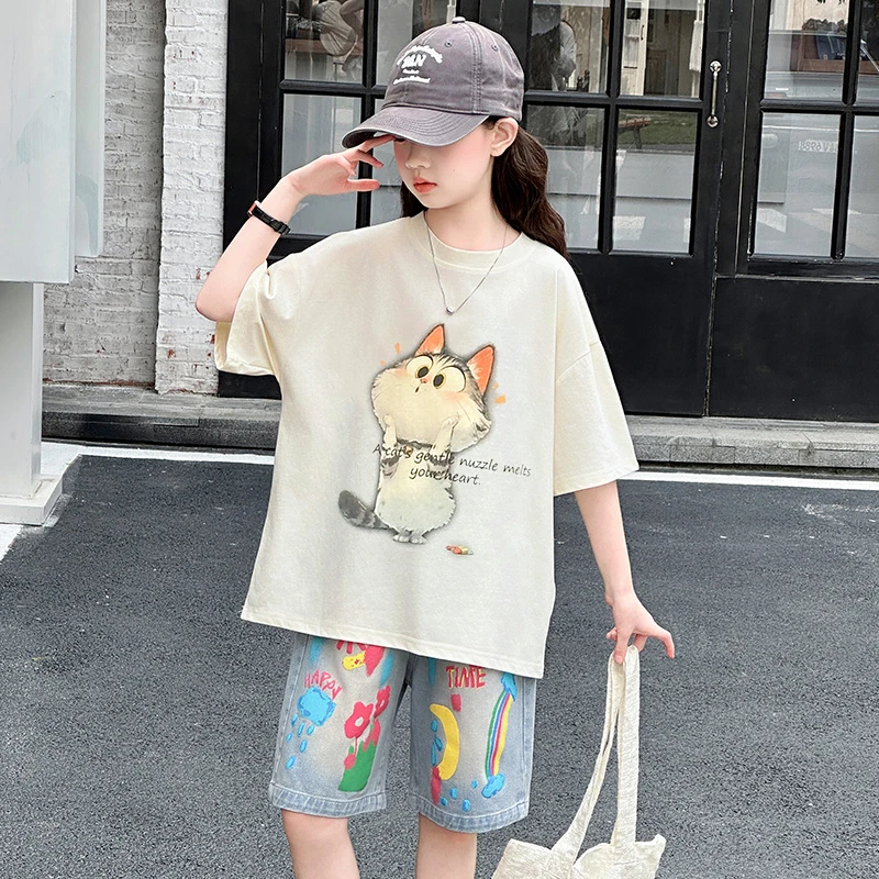 Kids Summer Cartoon Cat Print Tracksuit for Teenage Girl 5 6 7 8 9 10 11 12 13 14 Years Old Child Casual Top Bottom Clothes Set
Kids Summer Cartoon Cat Print Tracksuit for Teenage Girl 5 6 7 8 9 10 11 12 13 14 Years Old Child Casual Top Bottom Clothes Set