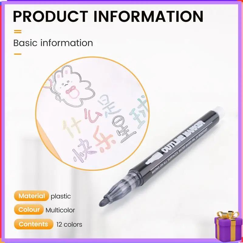 Advanced Shimmer Markers Doodle Outline Dazzles: 12 Colors Metallic Double Line Glitter Pens Set Super Squiggles Dazzler
Advanced Shimmer Markers Doodle Outline Dazzles: 12 Colors Metallic Double Line Glitter Pens Set Super Squiggles Dazzler