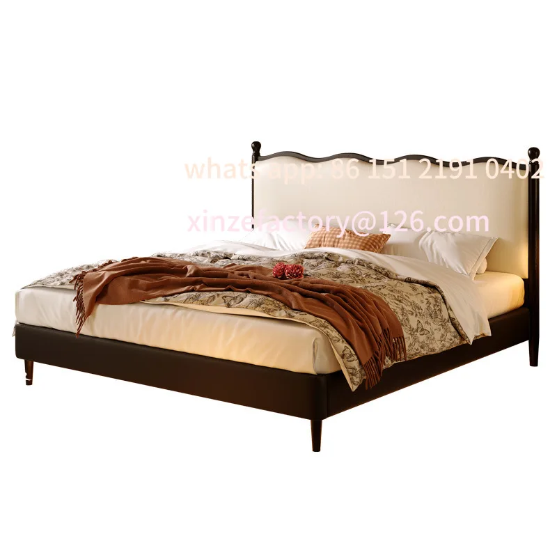 Customizable master bedroom black 1.8m double bed small apartment wave soft bag leather bed American retro solid wood leather be
Customizable master bedroom black 1.8m double bed small apartment wave soft bag leather bed American retro solid wood leather be