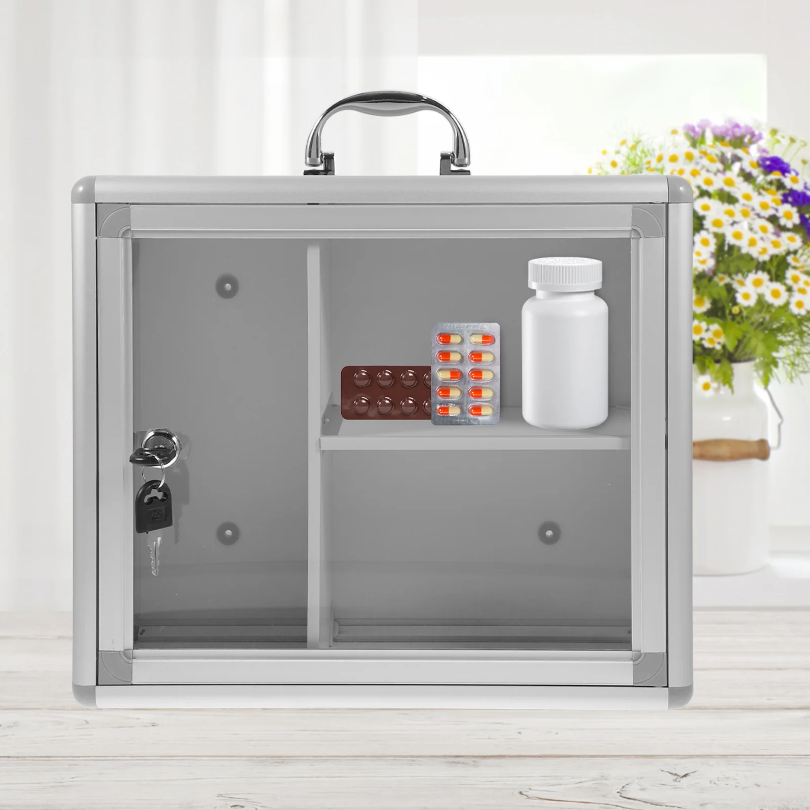 Запираемая аптечка с несколькими сетками, бытовой контейнер для неотложной медицинской помощи, настенная подвесная коробка с прозрачной крышкой
Запираемая аптечка с несколькими сетками, бытовой контейнер для неотложной медицинской помощи, настенная подвесная коробка с прозрачной крышкой