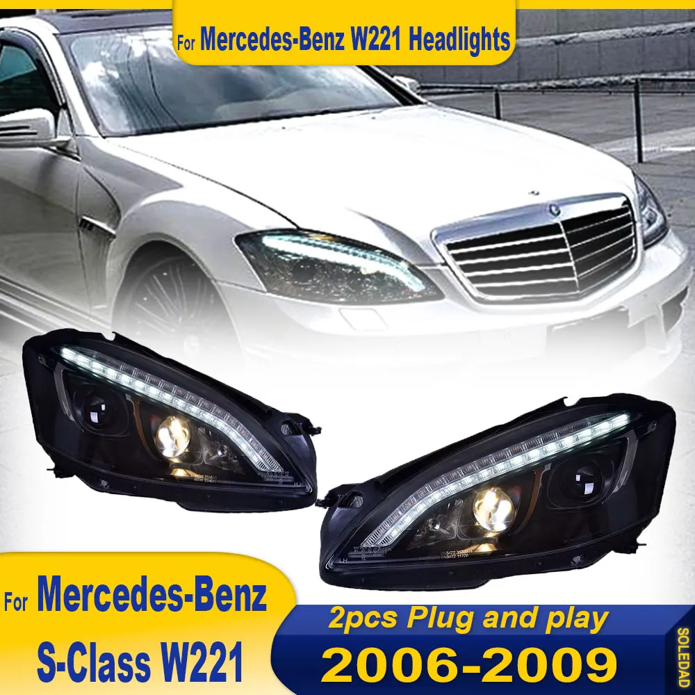 Автомобильные фары для Benz S-Class W221, светодиодные фары 2006 2007 2008 2009, фары Drl, линзы проектора, автомобильные аксессуары
Автомобильные фары для Benz S-Class W221, светодиодные фары 2006 2007 2008 2009, фары Drl, линзы проектора, автомобильные аксессуары