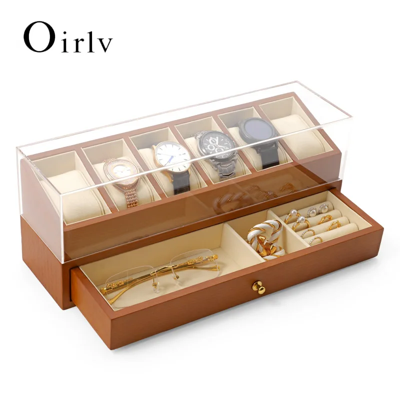 Oirlv Solid Wooden Watch Box 6 Grild Jewelry Display Box h Box Double-layer Drawer Watch Storage Box Watch Organizer Case
Oirlv Solid Wooden Watch Box 6 Grild Jewelry Display Box h Box Double-layer Drawer Watch Storage Box Watch Organizer Case
