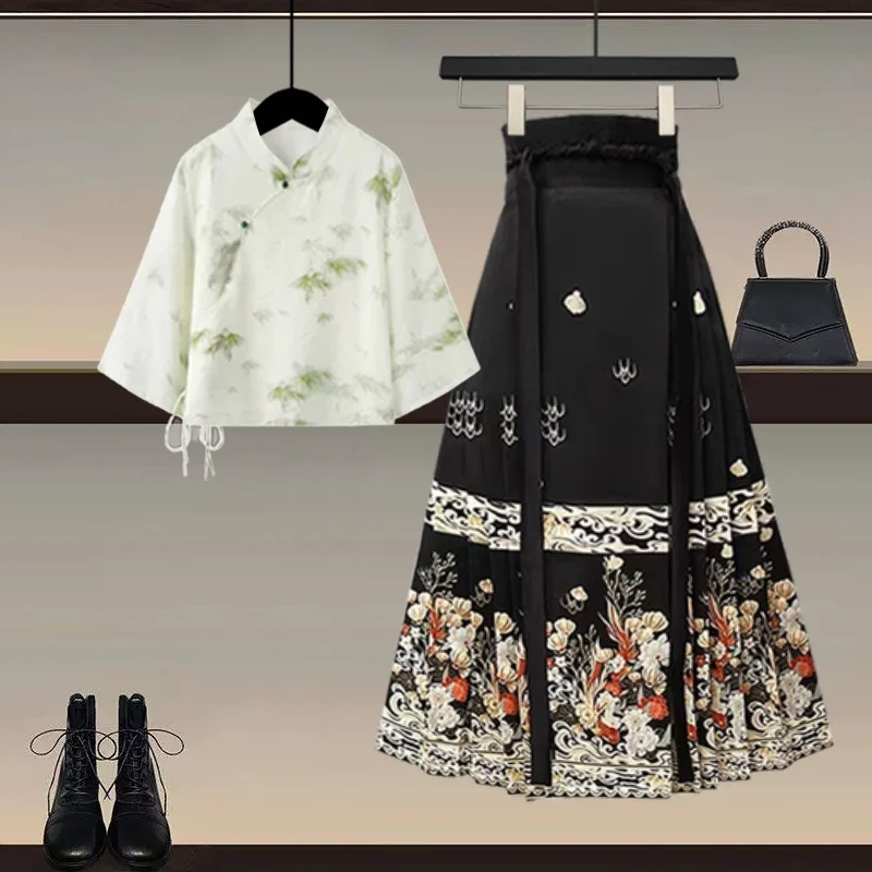 High Waist Hanfu Set Women's Fashionable Traditional Chinese Style Two-Piece Suit Slimming Tail Skirt Sensation
High Waist Hanfu Set Women's Fashionable Traditional Chinese Style Two-Piece Suit Slimming Tail Skirt Sensation