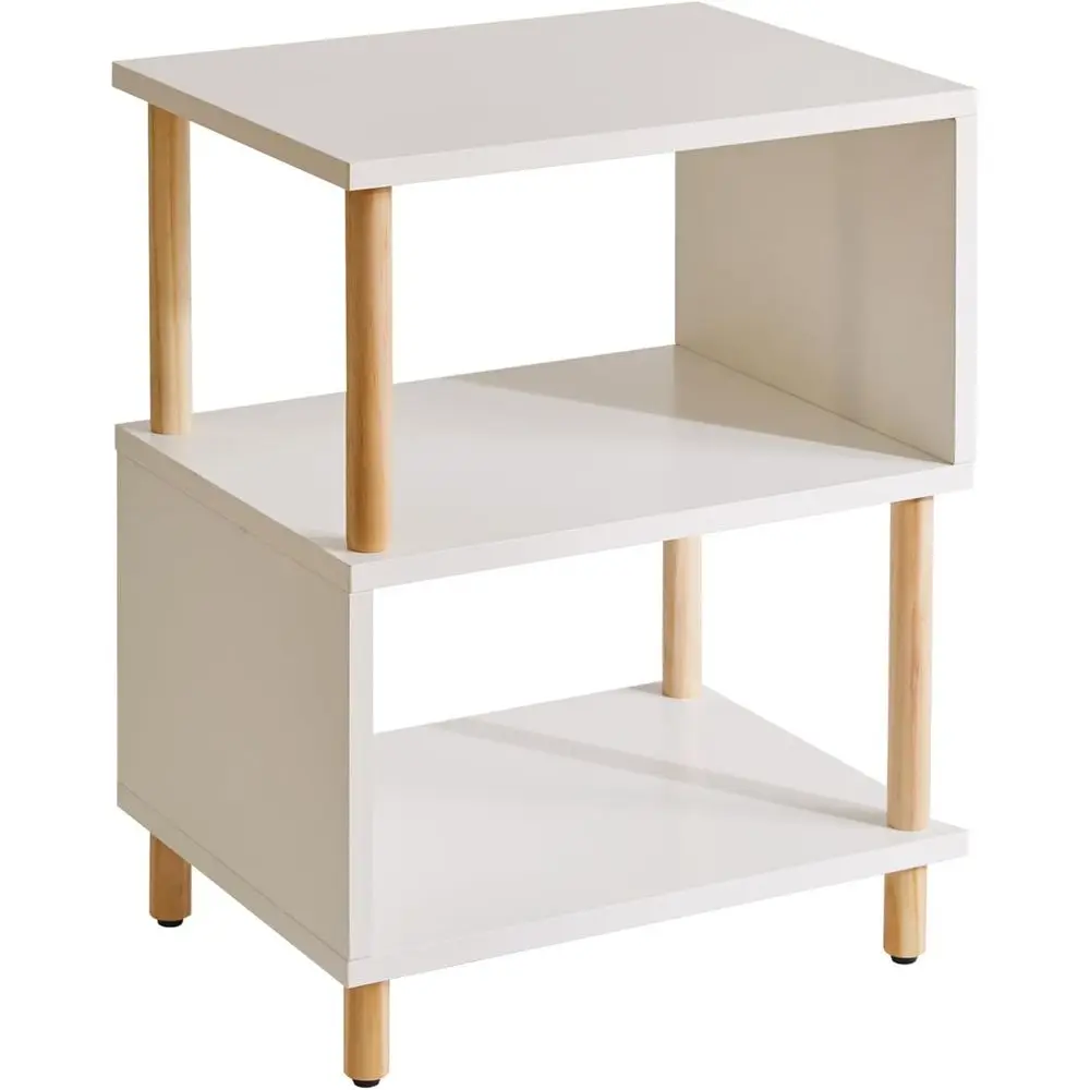 White 3-Tier Open Storage Wood Nightstand, 20 High Bedside Table with Natural Finish
White 3-Tier Open Storage Wood Nightstand, 20 High Bedside Table with Natural Finish