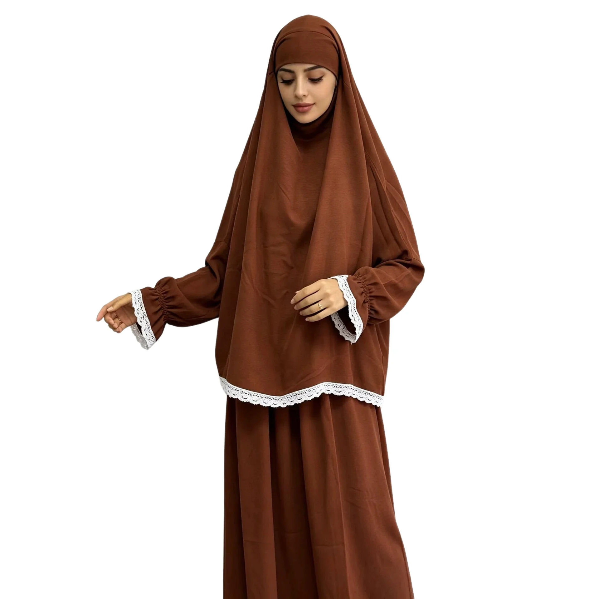 Ramadan Prayer Abaya Set 2Pcs Lace Khimar Jalabiya Islam Clothing Women Muslim Dress Dubai Eid Djellaba Kaftan Robe Skirt Burqa
Ramadan Prayer Abaya Set 2Pcs Lace Khimar Jalabiya Islam Clothing Women Muslim Dress Dubai Eid Djellaba Kaftan Robe Skirt Burqa