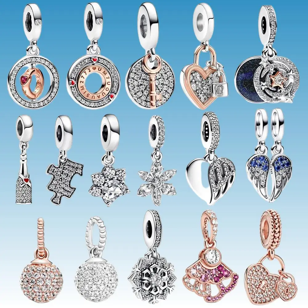 925 Sterling Silver Rotating Star Chart&Puzzle&Wine Bottle&Snowflake&Double Wings Dangle Charm Fit Brand Bracelet Shining Zircon
925 Sterling Silver Rotating Star Chart&Puzzle&Wine Bottle&Snowflake&Double Wings Dangle Charm Fit Brand Bracelet Shining Zircon