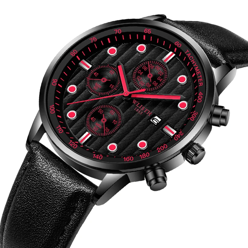 Роскошные кварцевые мужские часы с датой, хронографом, секундомером, кожаным ремешком, деловые мужские часы, спортивные военные наручные часы Reloj Hombre
Роскошные кварцевые мужские часы с датой, хронографом, секундомером, кожаным ремешком, деловые мужские часы, спортивные военные наручные часы Reloj Hombre