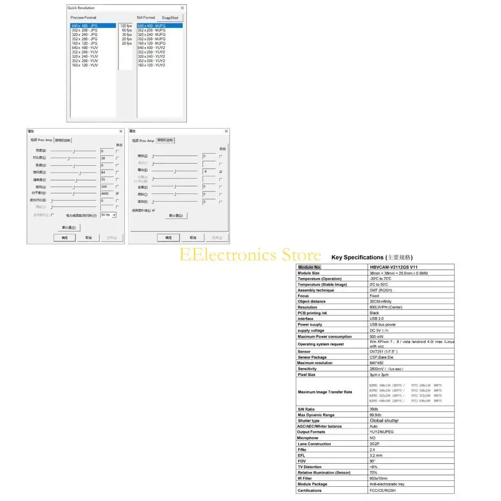 B03C OV7251 Camera Module 0.3Million Pixel 60° 90° Black and White High-Speed Scanning Fixed Focus 640x480 USB Camera Module
B03C OV7251 Camera Module 0.3Million Pixel 60° 90° Black and White High-Speed Scanning Fixed Focus 640x480 USB Camera Module
