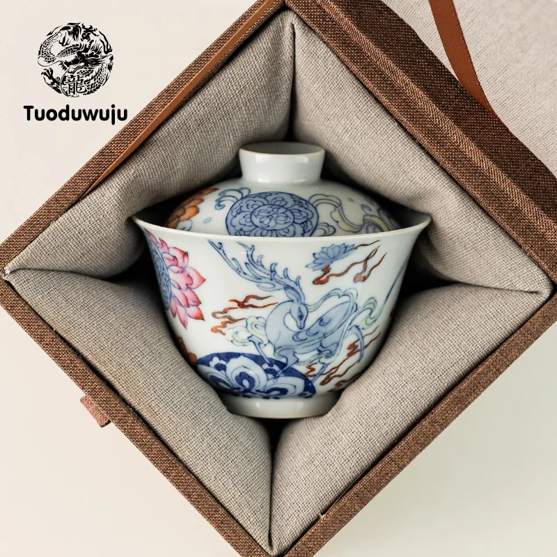 Chinese Style Antique Blue and White Ceramic Tea Set Cover Bowl, Hand Painted Colorful Deer Cover Bowl, Tea Cup Combination, 189
Chinese Style Antique Blue and White Ceramic Tea Set Cover Bowl, Hand Painted Colorful Deer Cover Bowl, Tea Cup Combination, 189