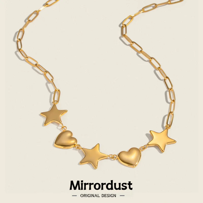 Minimalist Design Star Heart Pendant Necklace Stainless Steel Vacuum Plating Fashion Jewelry Wholesale for Women
Minimalist Design Star Heart Pendant Necklace Stainless Steel Vacuum Plating Fashion Jewelry Wholesale for Women