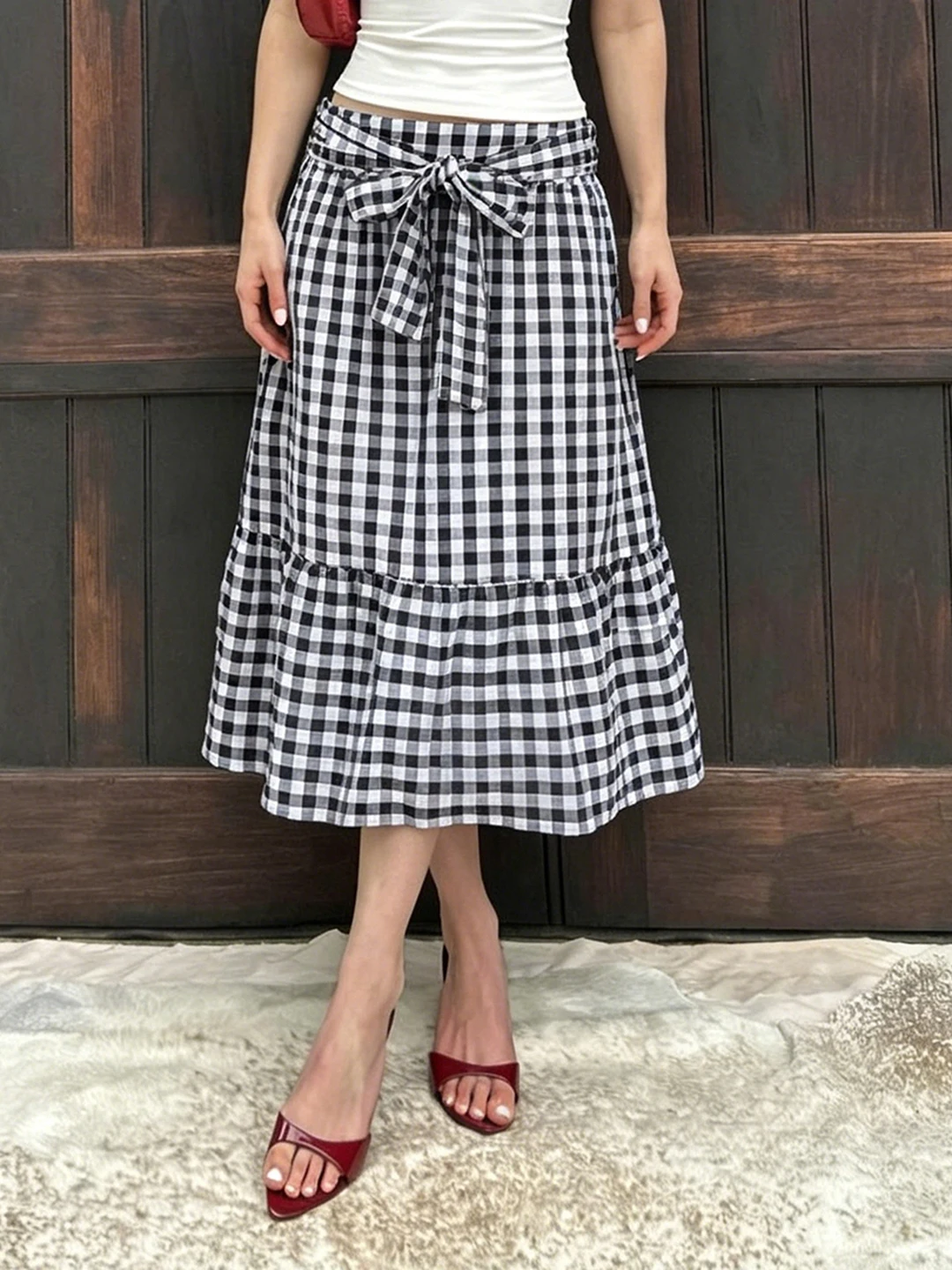 Low Waist Plaid Color Block Street Style Half Skirt with Bow Tie A-Line Slimming Long Skirt for Ladies Casual Versatile
Low Waist Plaid Color Block Street Style Half Skirt with Bow Tie A-Line Slimming Long Skirt for Ladies Casual Versatile