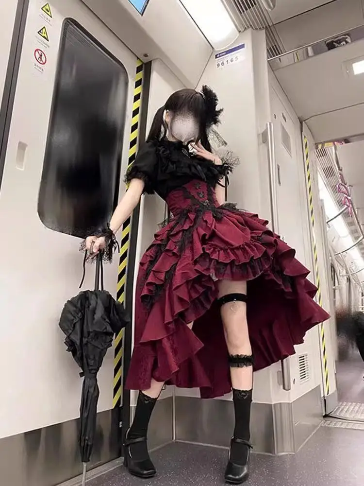 Gothic Lolita Skirt And irt Two-Piece Set for Women k Color Bla And White Women's Faion Spring Summer 2025
Gothic Lolita Skirt And irt Two-Piece Set for Women k Color Bla And White Women's Faion Spring Summer 2025