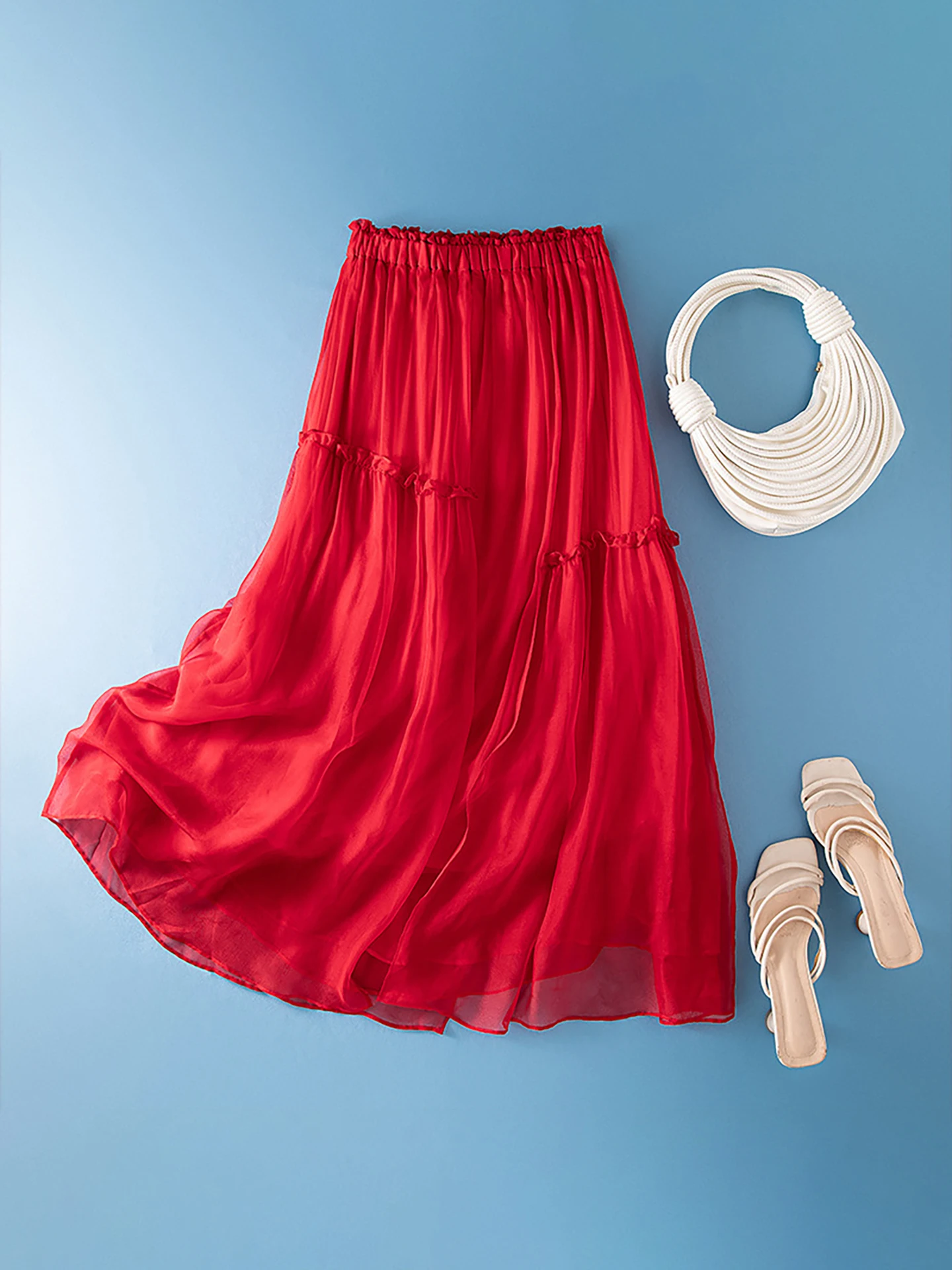 Red Silk High Waist Half Skirt Women's Summer New Elastic Waist Versatile Holiday Midi Skirt Skin-friendly Breathable
Red Silk High Waist Half Skirt Women's Summer New Elastic Waist Versatile Holiday Midi Skirt Skin-friendly Breathable