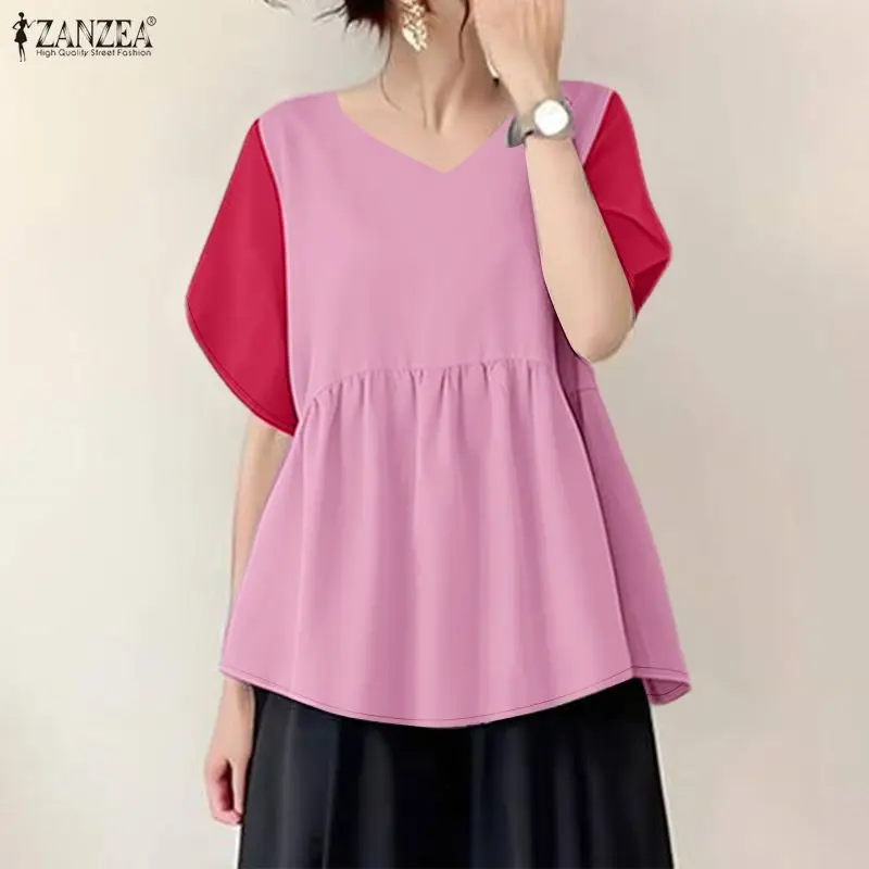 ZANZEA Women Summer Blouse 2026 Elegant V Neck Short Sleeve Work Shirt Casual Patchwork Holiday Tops Female Loose Chemise Mujer
ZANZEA Women Summer Blouse 2026 Elegant V Neck Short Sleeve Work Shirt Casual Patchwork Holiday Tops Female Loose Chemise Mujer