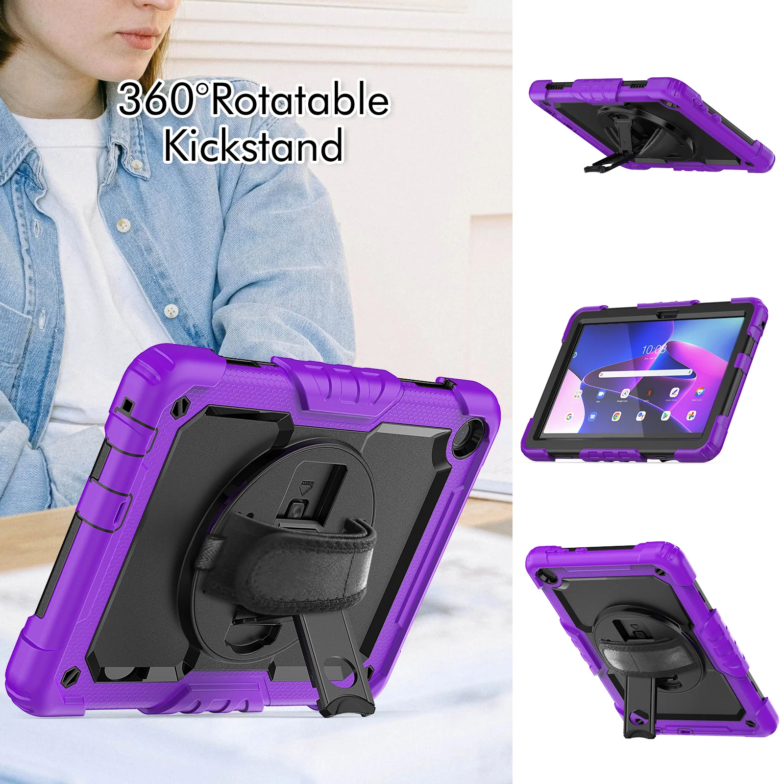 Rugged Case With Screen Protector For Lenovo Tab M10 Gen3 (3rd Gen) 2022 10.1" TB328FU TB328XU Rotating Stand Heavy Duty Cover
Rugged Case With Screen Protector For Lenovo Tab M10 Gen3 (3rd Gen) 2022 10.1" TB328FU TB328XU Rotating Stand Heavy Duty Cover