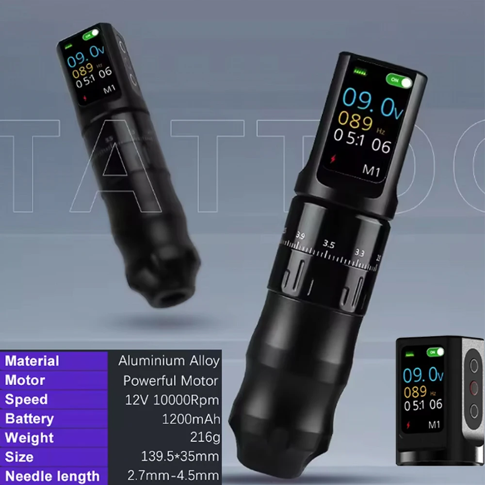 Yilong Professional Rotary Tattoo Pen Wireless 2Battery Tattoo Machine Makeup Machines Stroke Adjustable 4.5mm-2.7mm LedScreen
Yilong Professional Rotary Tattoo Pen Wireless 2Battery Tattoo Machine Makeup Machines Stroke Adjustable 4.5mm-2.7mm LedScreen