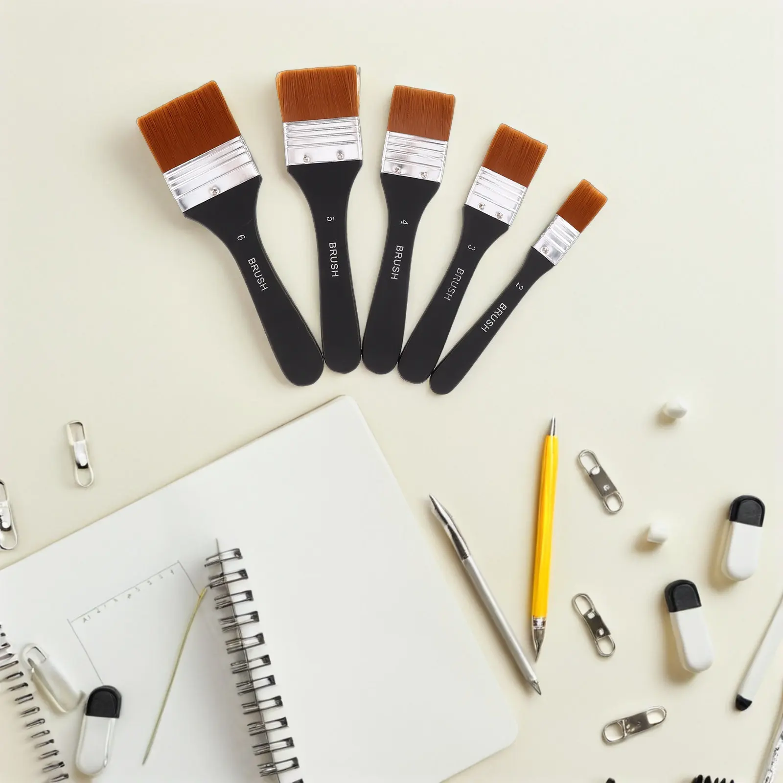5Pcs Flat Paddle Paint Brushes Nylon Bristles Wood Handle for Acrylic Oil Watercolor Painting Canvas Texture Blending
5Pcs Flat Paddle Paint Brushes Nylon Bristles Wood Handle for Acrylic Oil Watercolor Painting Canvas Texture Blending