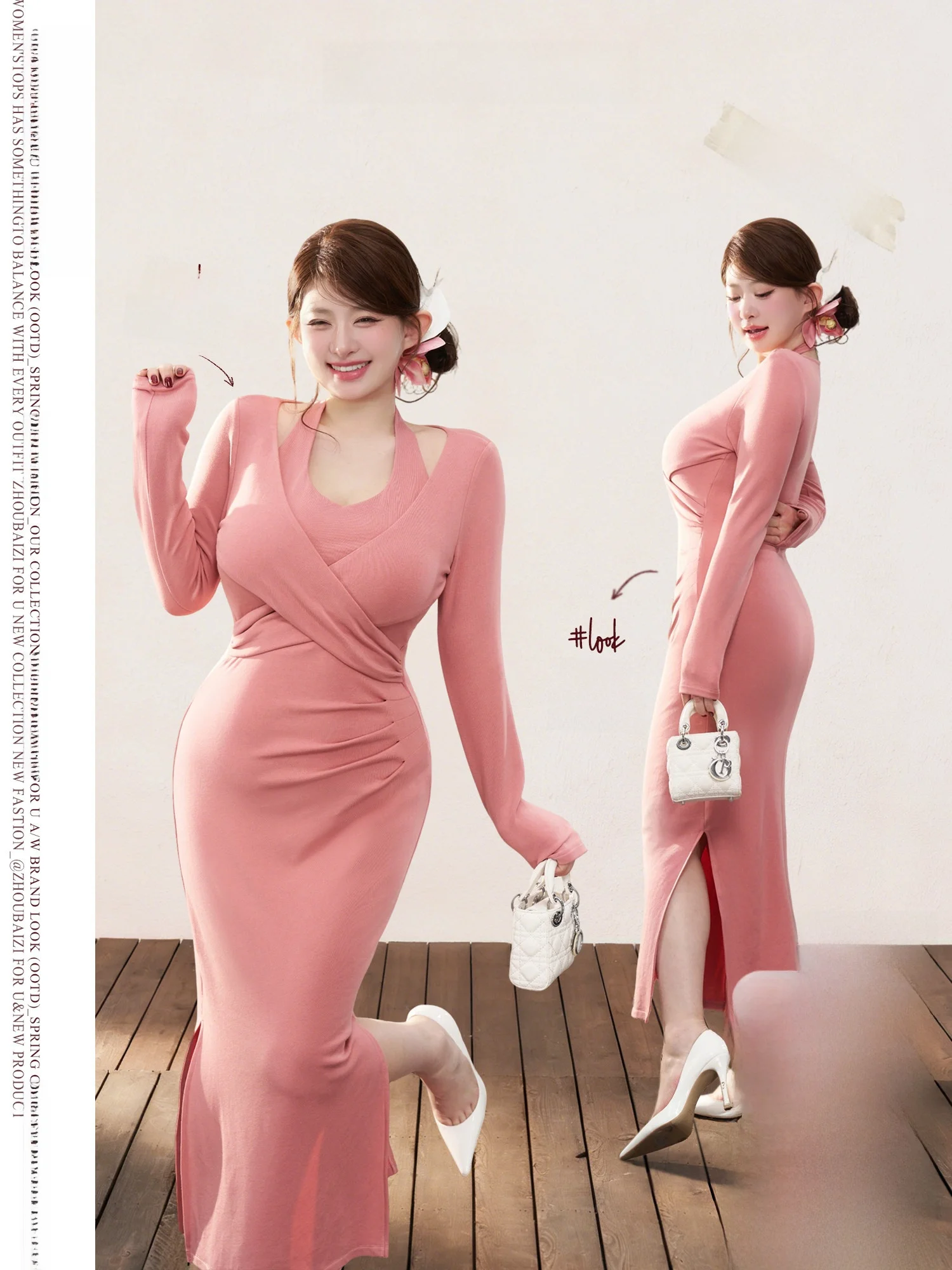 Ultra-Pink Raspberry Skirt Dress Innershed Wrap Waistline Slim Fit Long Sleeve Elegant Autumn Winter Ladies Casual Dress
Ultra-Pink Raspberry Skirt Dress Innershed Wrap Waistline Slim Fit Long Sleeve Elegant Autumn Winter Ladies Casual Dress