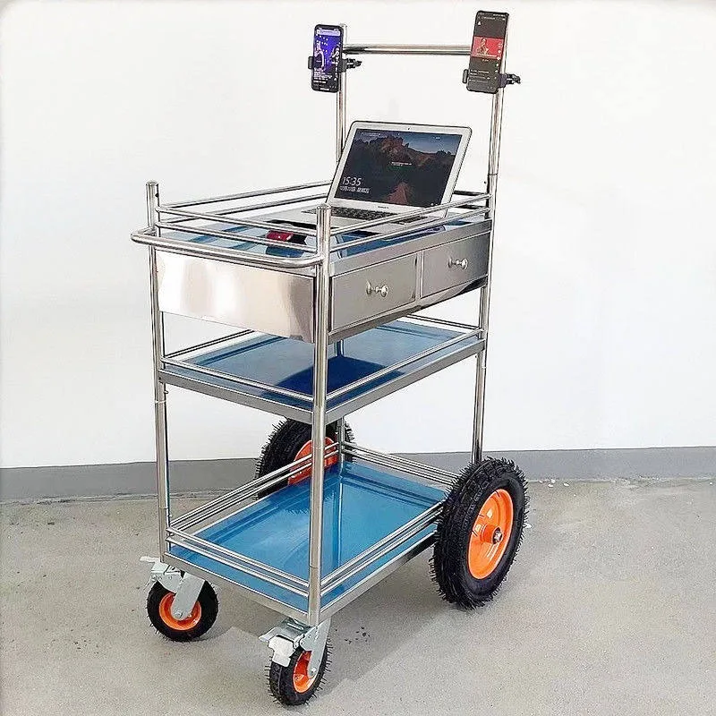 Thickened stainless steel outdoor live broadcast mobile trolley Removable wheeled rack Swing car Tool cart
Thickened stainless steel outdoor live broadcast mobile trolley Removable wheeled rack Swing car Tool cart